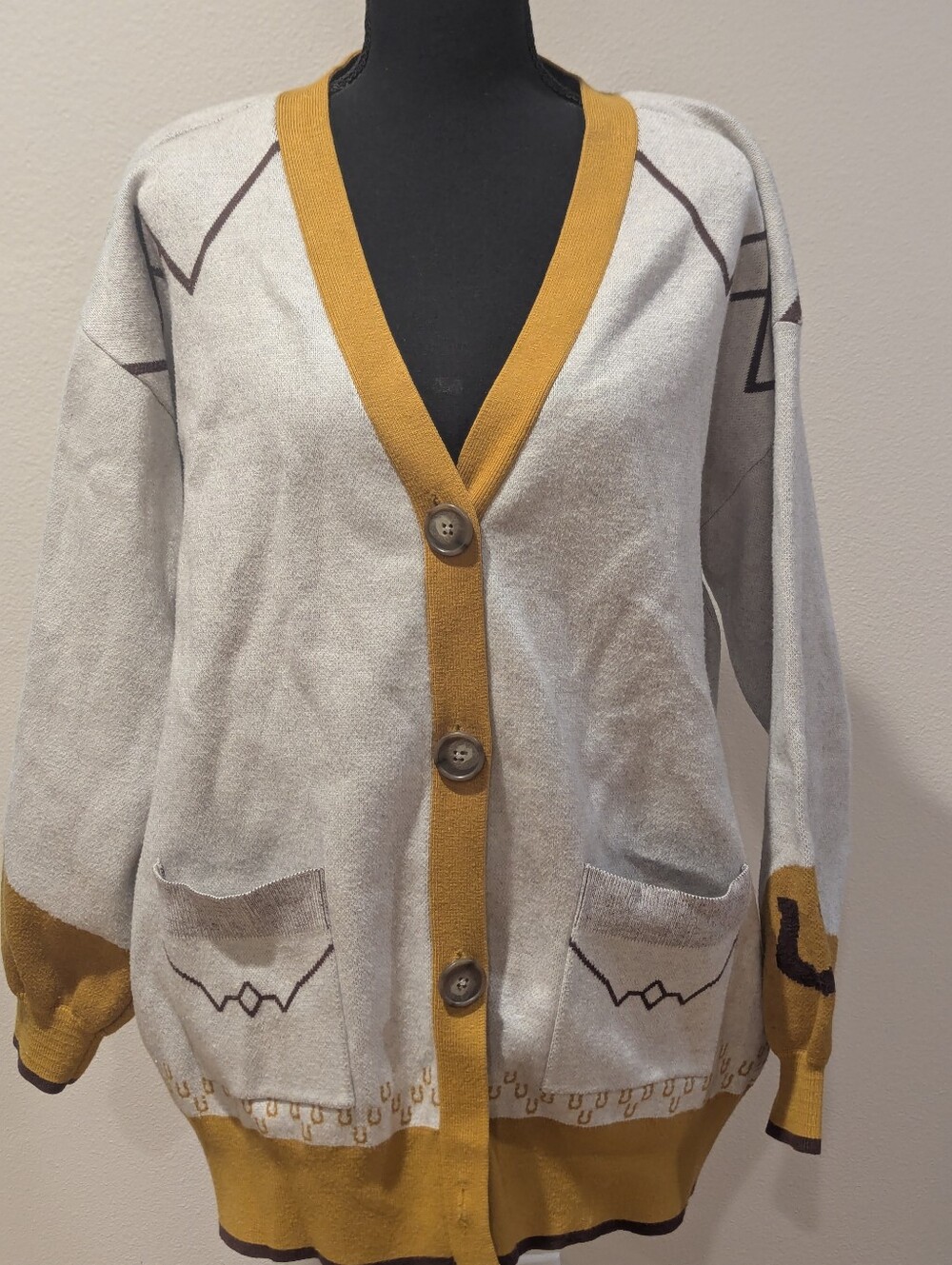 Women’s XL Western Cowboy Horse Graphic Cardigan Oversized Southwestern Sweater